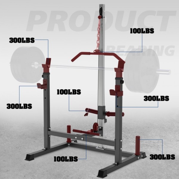 Royal Fitness Power Rack with LAT Pulldown Pulley System Adjustable Multi-Functional Squat Rack, Power Cage with J-Hooks Home Gym